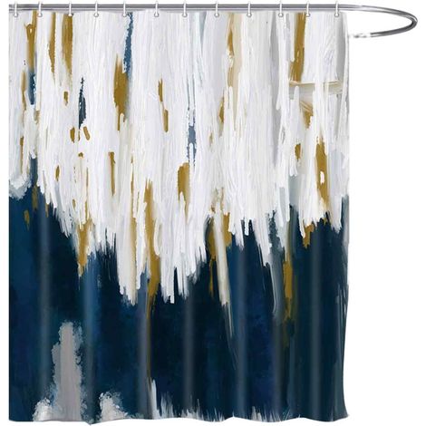 1 rideau de salle de bain, motif abstrait graffiti, tissu polyester imperméable, avec œillets métalliques et crochets inclus, usage salle de bain hôtel camping-car (1/5)