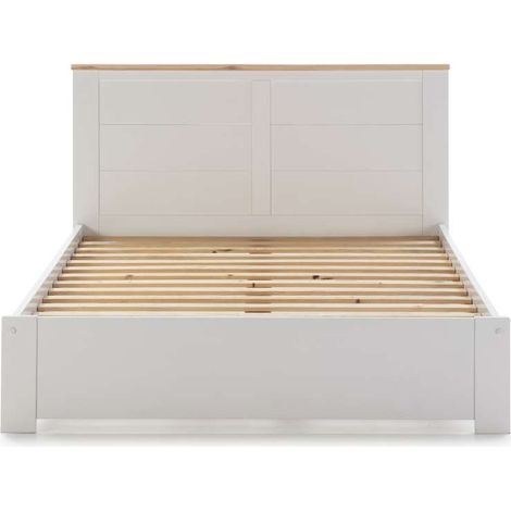Cama para dormitorio matrimonio Anika acabado blanco. Para colchón 140x190 cm. (1/4)