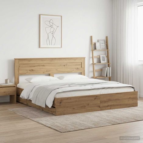Bed Frame with Storage and Headboard Artisan Oak 180 x 200 cm vidaXL (1/5)