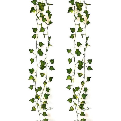 Lierre artificiel, [2 pièces] guirlande lumineuse de 2 m en forme de feuilles (1/5)