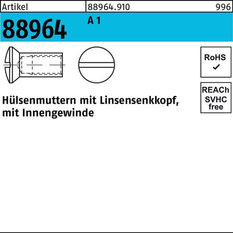 Hülsenmuttern 1.4305 Liko M 5 x 15 A 1 S 100 Stk (1/2)