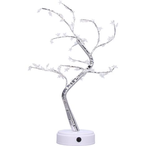 Lampe de table en forme de bonsaï avec interrupteur tactile réglable et sécurité, câble USB et fil de cuivre, idéale pour la maison, les fêtes ou le bureau. (1/5)