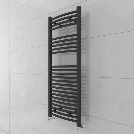 WarmeHaus Curved Grey Heated Towel Rail Radiator 1200x450mm