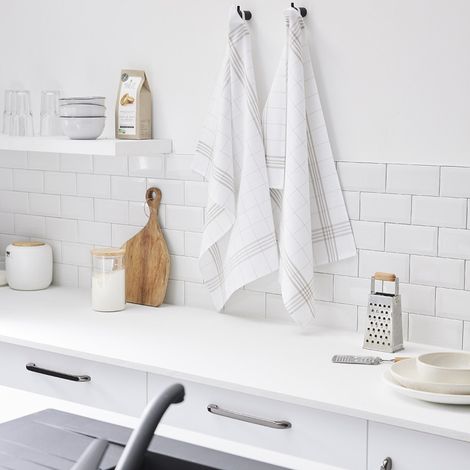 Lot de 2 Torchons en coton "Essential" - Blanc - l 50 x L 70 cm - Livraison gratuite (1/3)