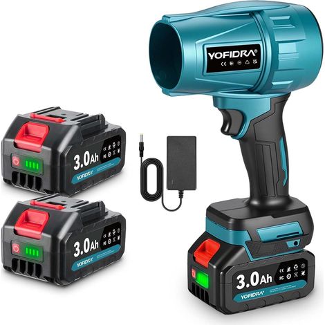 Souffleurs de Feuilles sans Fill avec 2 Batteries, 576 km/h avec 2 Batteries de 3000mAh, 28,000 TR/Min, Souffleur Électrique pour Bulles de Feuilles,Voitures, Feuilles, Neige, Poussière (1/5)