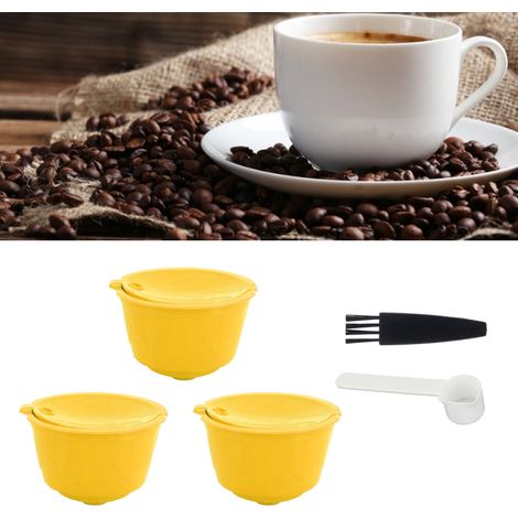 DOLCE GUSTO Kaffeemaschinen-Kapselset mit wiederverwendbarem Kaffeefilter und Zubehör (3 gelbe Kapseln, 1 Löffel, 1 Reinigungsbürste). (1/5)