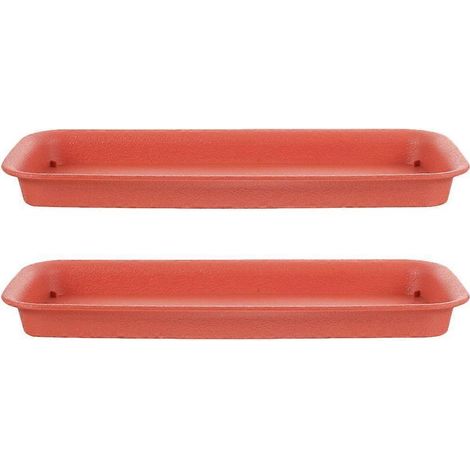 Lot de 2 soucoupes rectangulaires pour pots de fleurs, support pour plantes de jardin.-33.30X14.00X2.60CM-Red (1/4)