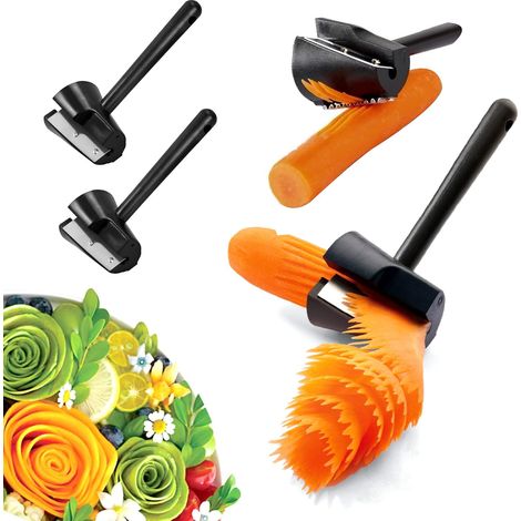 Spiralizer Vegetable Cutter Spiralizer Peeler - Flower Roll in Spiral Funnel Kitchen Slicer for Your Fruits and Vegetables Carrots Spirals Peeler Vegetables, 2 Pieces, Black (1/5)