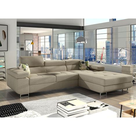 Canapé convertible d'angle droit tissu gris Wile 280 cm (1/5)