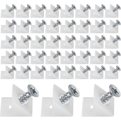 120 Pieces Plastic Drawer Wedges, Drawer Reinforcement Connector Back Stabilizers, Drawer Bottom Connector with Screws, for Repairing Sagging Furniture Shelf, White (90, White)
