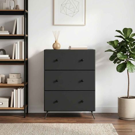 vidaXL Armoire à tiroirs 66 x 34,5 x 90 cm Bois d'ingénierie Noir (1/5)