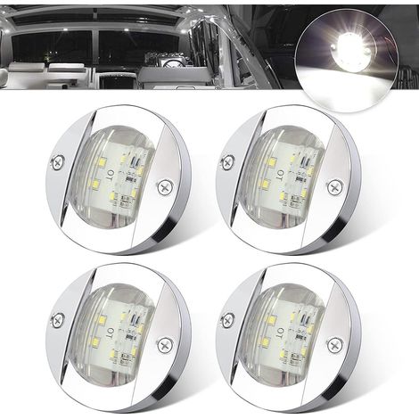 4 feux de position latéraux blancs DC12V à 6 LED, étanches, pour bateaux et yachts, à tableau arrière rond. (1/5)