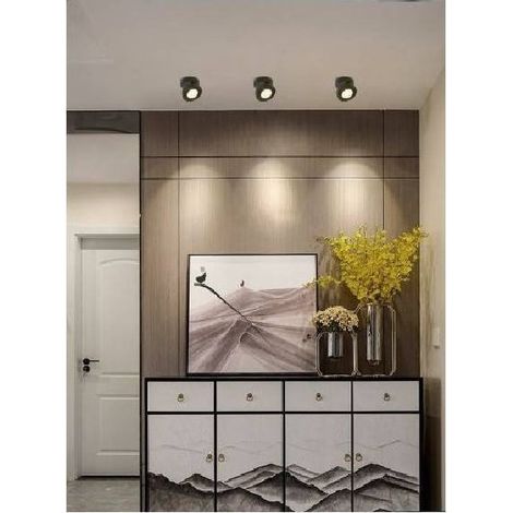 TRADE SHOP - Faretto Led A Superficie Orientabile 7watt Luce Naturale Fredda Ip20 Nero F-7w-n - -Bianco Naturale      -
