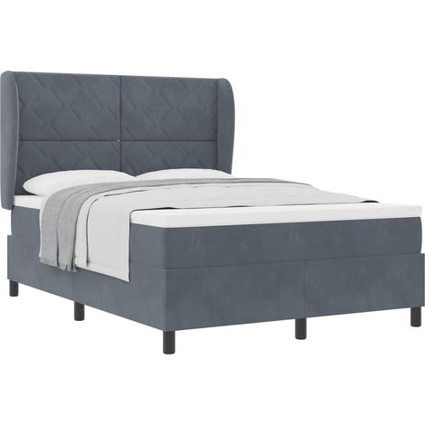Maison Exclusive - Letto a molle con testiera Grigio scuro 200 x 140 cm Velluto (1/5)