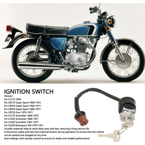 4-adriger Zündschalter aus Metalllegierung mit Schlüsseln für CL175, CB350, CB450 – Stabil, langlebig und zuverlässig (1/4)