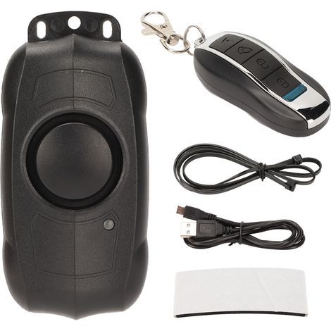 Alarme de vélo sans fil IP55, étanche, antivol, 113db, Rechargeable, Vibration, avec télécommande, pour la maison, noir (1/5)