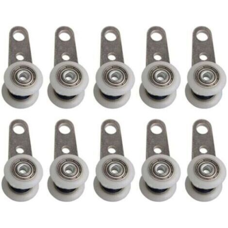 Lot De 10 Roulettes Pour Baies Vitrées Ou Portes Coulissantes - En Métal Et En Plastique - 4,5 X 1,9 Cm (1/5)