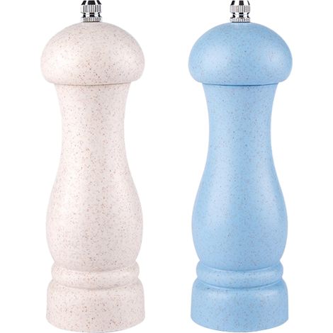 Moulin à sel et à poivre de haute qualité en bois de chêne, à mouture réglable et rechargeable, blanc cassé + bleu clair (boîte couleur)-AquaForge