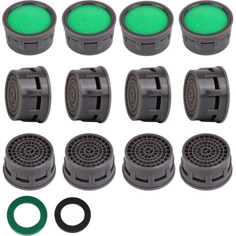 Packung mit 12 Strahlreglern für Wasserhähne – Durchflussbegrenzer – Ersatzteil mit O-Ring – Geeignet für Bad- und Küchenarmaturen – Innen- und Außengewinde (1/5)