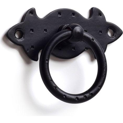 REI – Bague en acier finition forge noire 67x47x15mm – Accessoire robuste pour poignées et boutons – Style rustique pour intérieur (1/4)