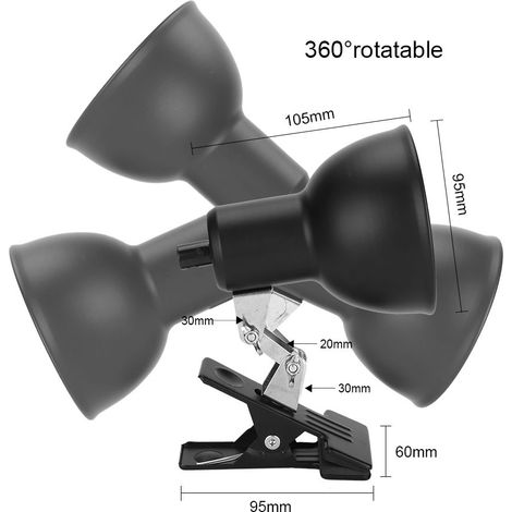 Lampe chauffante 75 W pour reptiles et tortues (lampe chauffante chauffante réglable avec pince, ampoule incluse). (1/2)