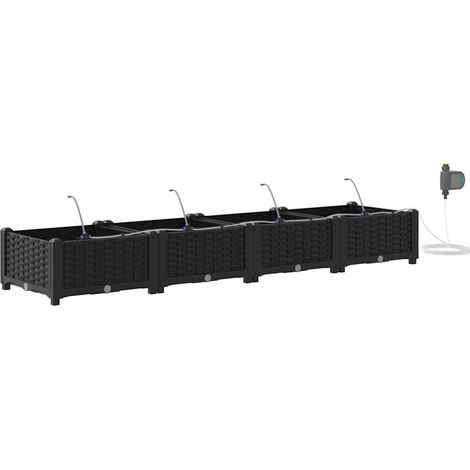 Maison Exclusive - Vaso da giardino 4 pcs Nero 160 x 40 x 22 cm Plastica