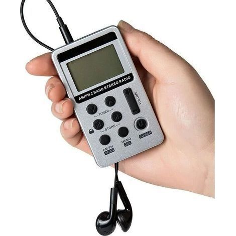 Mini radio stéréo portable, radio de poche rechargeable DSP AM FM récepteur radio stéréo 2 bandes numérique avec écouteurs pour personnes âgées, simple à utiliser (blanc) (1/4)