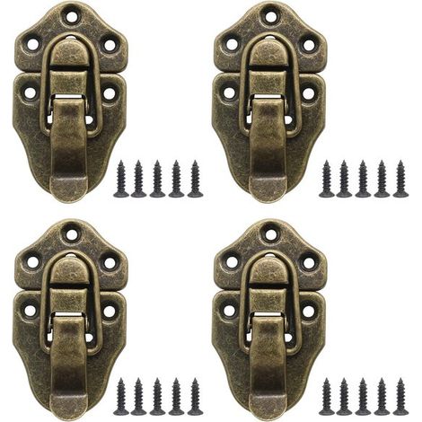 Lot de 4 boucles et accessoires de quincaillerie pour bagages, laiton finition bronze antique, style rétro (1/5)