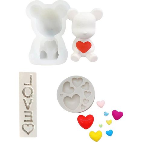 Moules en silicone 3D pour la Saint-Valentin, ours en forme de cœur, moules à pâtisserie à faire soi-même pour la décoration de mariage et d'anniversaire (1/5)