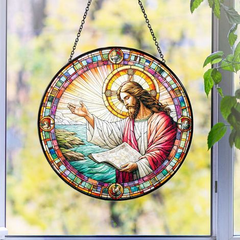 Vitrail décoratif à suspendre – Attrape-soleil intérieur, Diamètre : 12.5 cm (1/4)