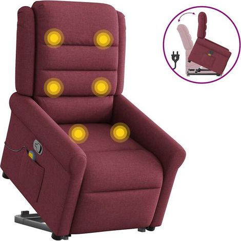 Fauteuil de massage inclinable en tissu rouge bordeaux (1/5)