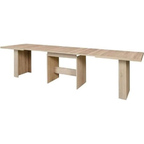 Les Tendances – Table extensible 6 à 12 personnes – Panneaux de particules décor chêne Sonoma – Dimensions L 140-273 x l 90 x H 75 cm – Style contemporain (1/5)