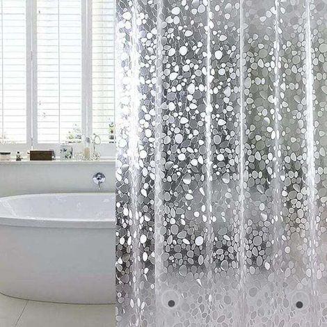 Rideau de douche anti-moisissure 180x200 cm, rideau de douche imperméable et translucide pour baignoire et salle de bain (1/4)