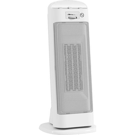 Riscaldatore elettrico in ceramica da 2000 W, termoventilatore elettrico a 4 modalità, termostato regolabile, 20x20x49 cm, bianco (1/4)