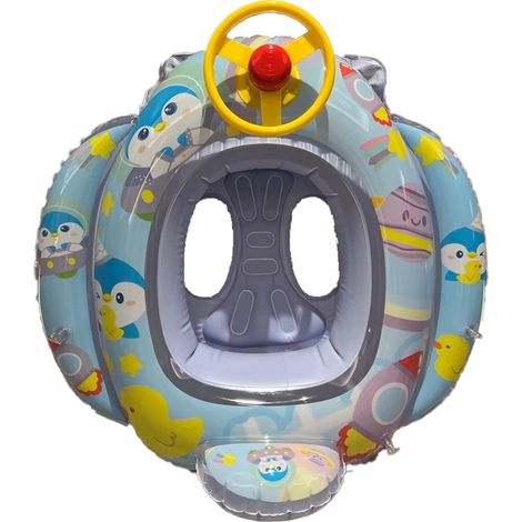 Bouée gonflable pour bébé, motif sirène, bateau avec volant et klaxon, siège enfant, bouée pour bébé, jouet gonflable d'été pour s'amuser dans l'eau en extérieur. (1/5)