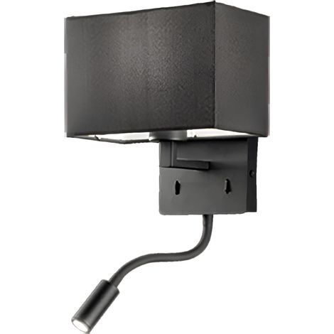 Applique in metallo 21 cm Nero con paralume e spot a LED orientabile SHADOW (1/4)