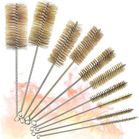 Set mit 10 Mini-Rohrreinigungsbürsten aus Messing, 10 verschiedene Größen, zum Reinigen von Löchern. (1/4)
