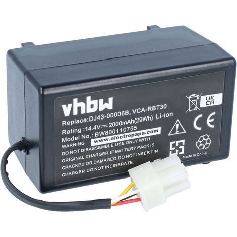 vhbw Batterie compatible avec Samsung Navibot Pop-Out SR10F71UB Pop-Out VR10F71, Pop-Out VR10F71UA aspirateur (2000mAh, 14,4V, Li-ion) (1/5)