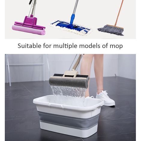 Seau pliable pour serpillière, bac de rangement portable avec poignée, idéal pour nettoyage et rangement. (1/5)