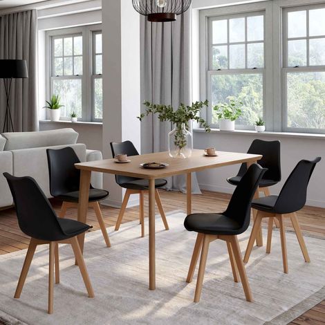Lote de 6 sillas de comedor escandinavas SARA negras