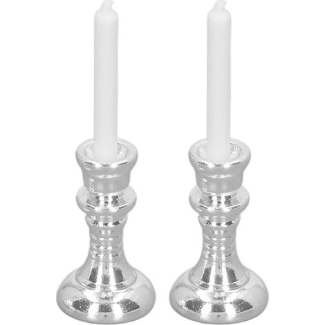 Bougeoir miniature à l'échelle 1/12, mignon et vintage, en métal argenté, portable, pour la décoration de maison de poupée ou comme jouet ornemental. (1/5)