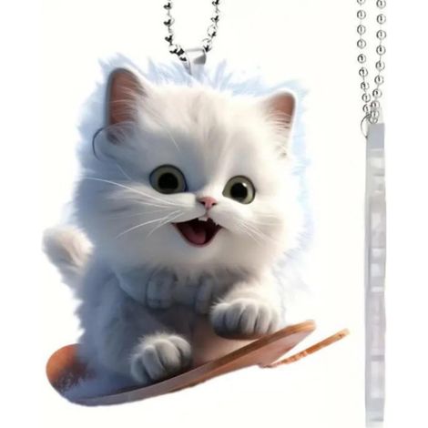 Pendentif Chat Acrylique - Décoration Arbre De Noël - Accroche Murale Sans Dommage - Pour Portes Sacs Et Voitures - Lot De 1 Pièce (1/5)