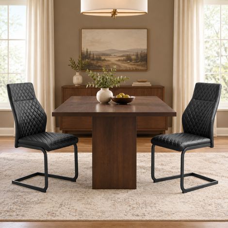 MEUBLIV Set tavolo da pranzo rotondo 107 cm nero con doppio ripiano e 2 sedie (1/5)