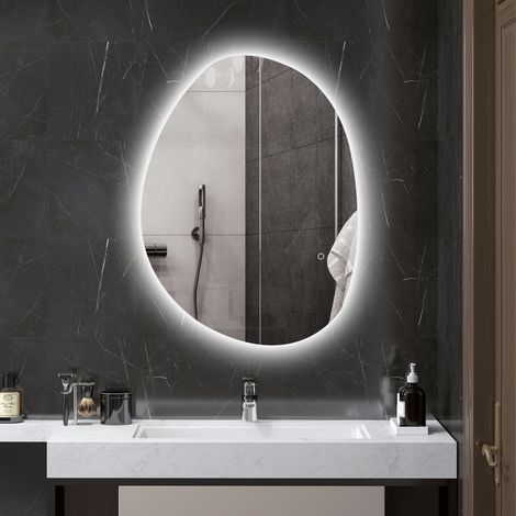 Miroir de salle 80x60 cm de bain avec lumière LED 3 couleurs de Luminosité réglable Fonction anti-buée mémoire IP44