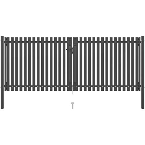 Cancello per Recinzione da Giardino in Acciaio 400x125 cm Antracite vidaXL (1/4)