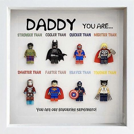 Cadre photo mural super-héros (8 pièces) - Illustration de personnage de dessin animé - Décoration familiale - Cadeau pour la fête des papas