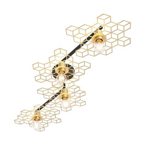 [NEUWERTIG] B-Ware Lucande Alexaru Deckenlampe Deckenlampe Deko Deckenlicht Waben E27 4 Flg Gold