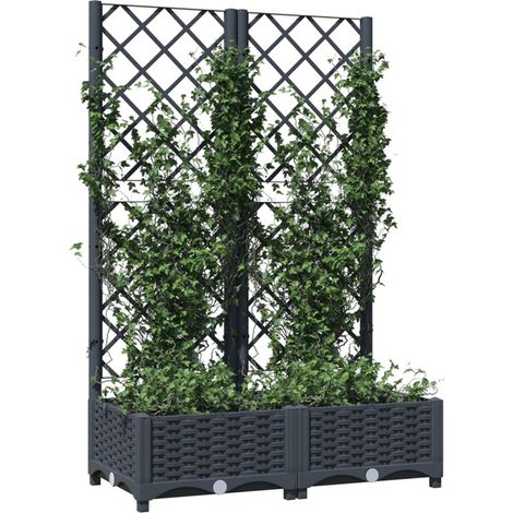FIMEI Jardinière avec treillis Gris foncé 80x40x121,5 cm PP (1/5)