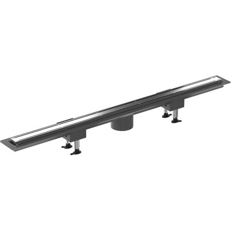 Canalina doccia 100 cm in alluminio reversibile scarico centrale, sifone e piletta inclusi (1/4)