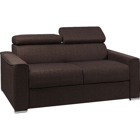 Canapé 3 places convertible express en tissu marron - couchage 140 cm - Matelas 22 cm avec mémoire de forme VIZIR (1/3)